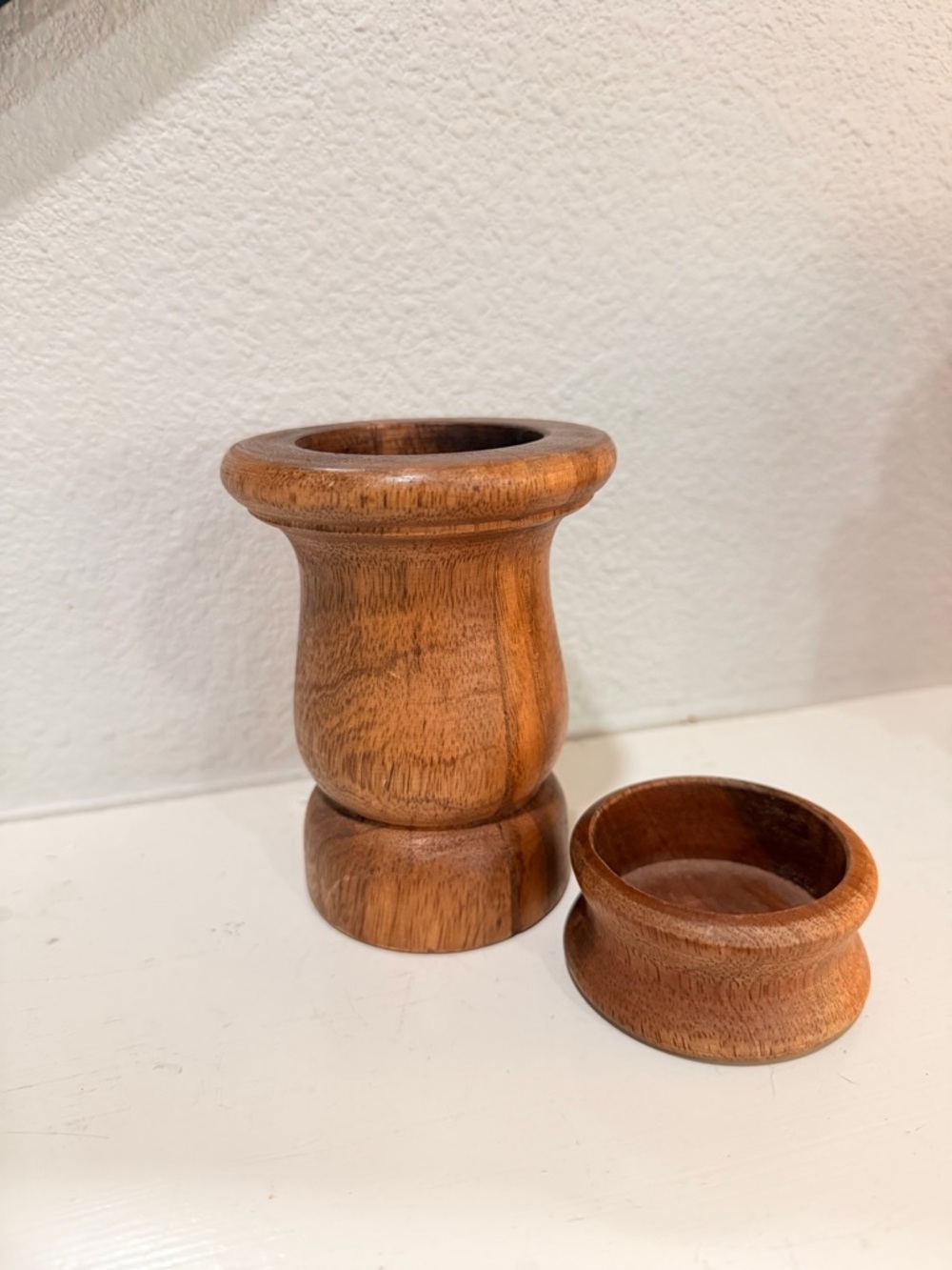 Handcrafted Wooden Home Accent - Natural Brown Decorative Vase